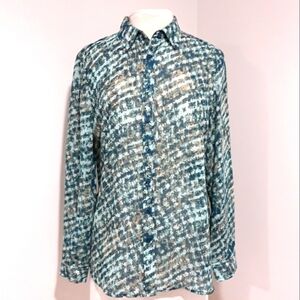 Coldwater Creek Colorful Long-Sleeve button down collared blouse size Small/ 8